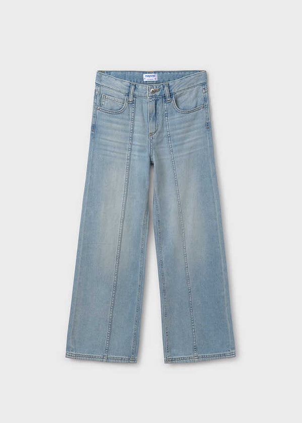 Pantalon largo tejano wide leg