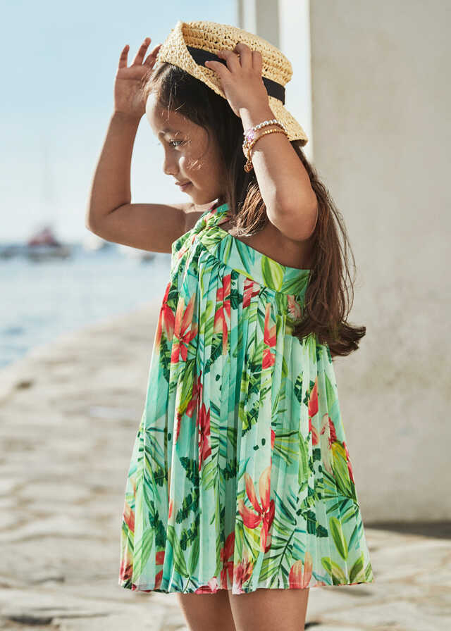 Vestido plisado estampado