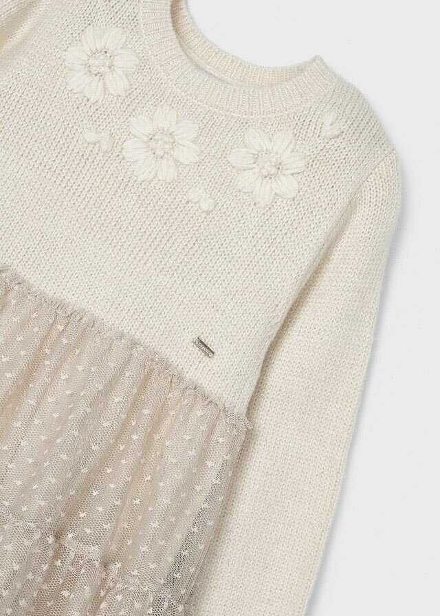 Vestido tricot combinado tul