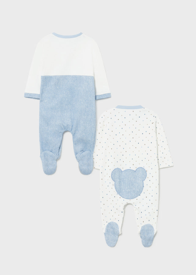 Set 2 pijamas punto y babero