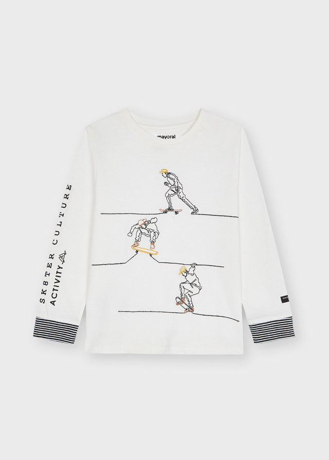 Camiseta m/l bordado skater culture