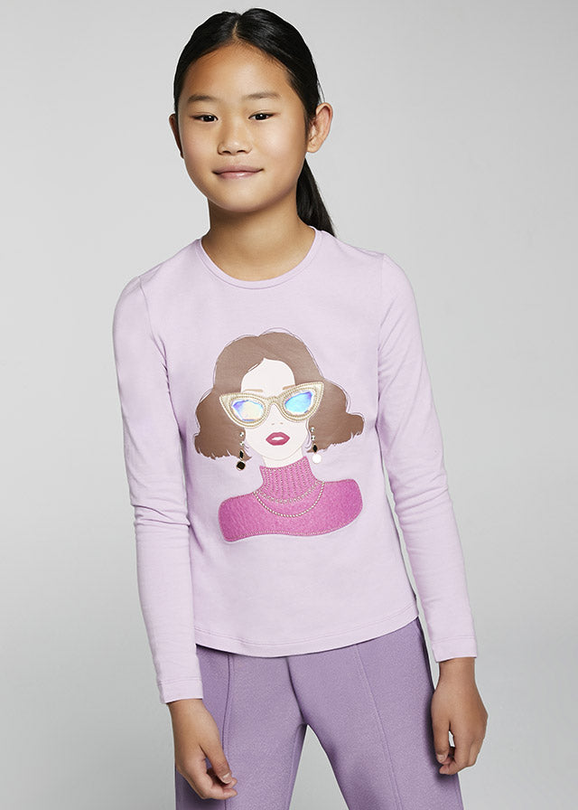 Camiseta m/l niña apliques