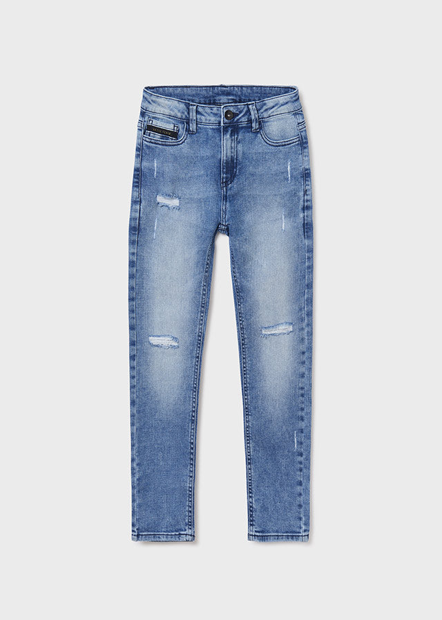 Straight ripped denim pants