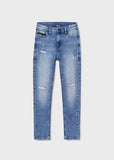 Straight ripped denim pants