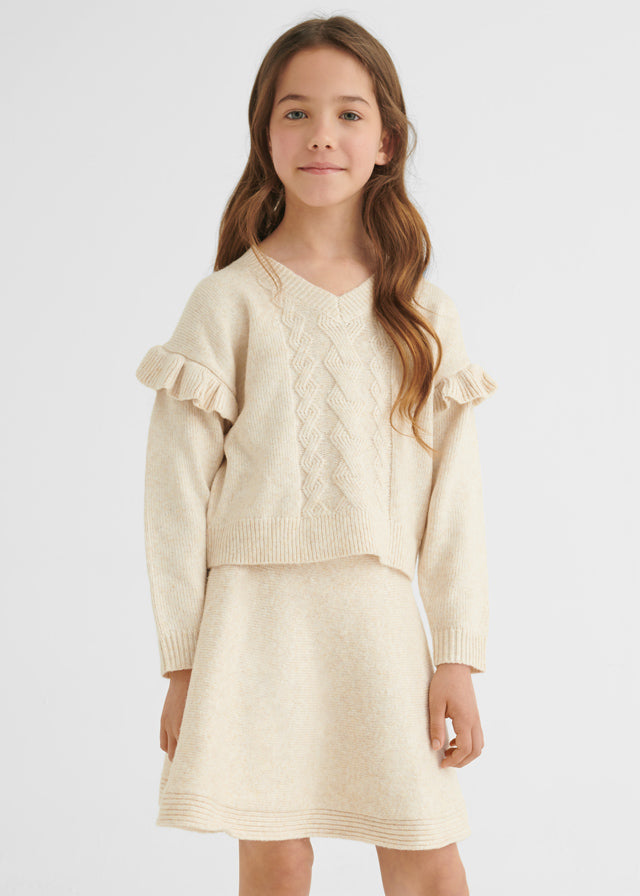 Conj. detalles manga y falda tricot