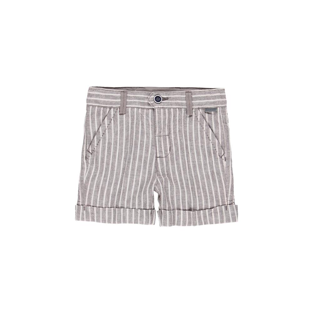 Conjunto chaleco lino listado y bermuda lino de bebe niño
