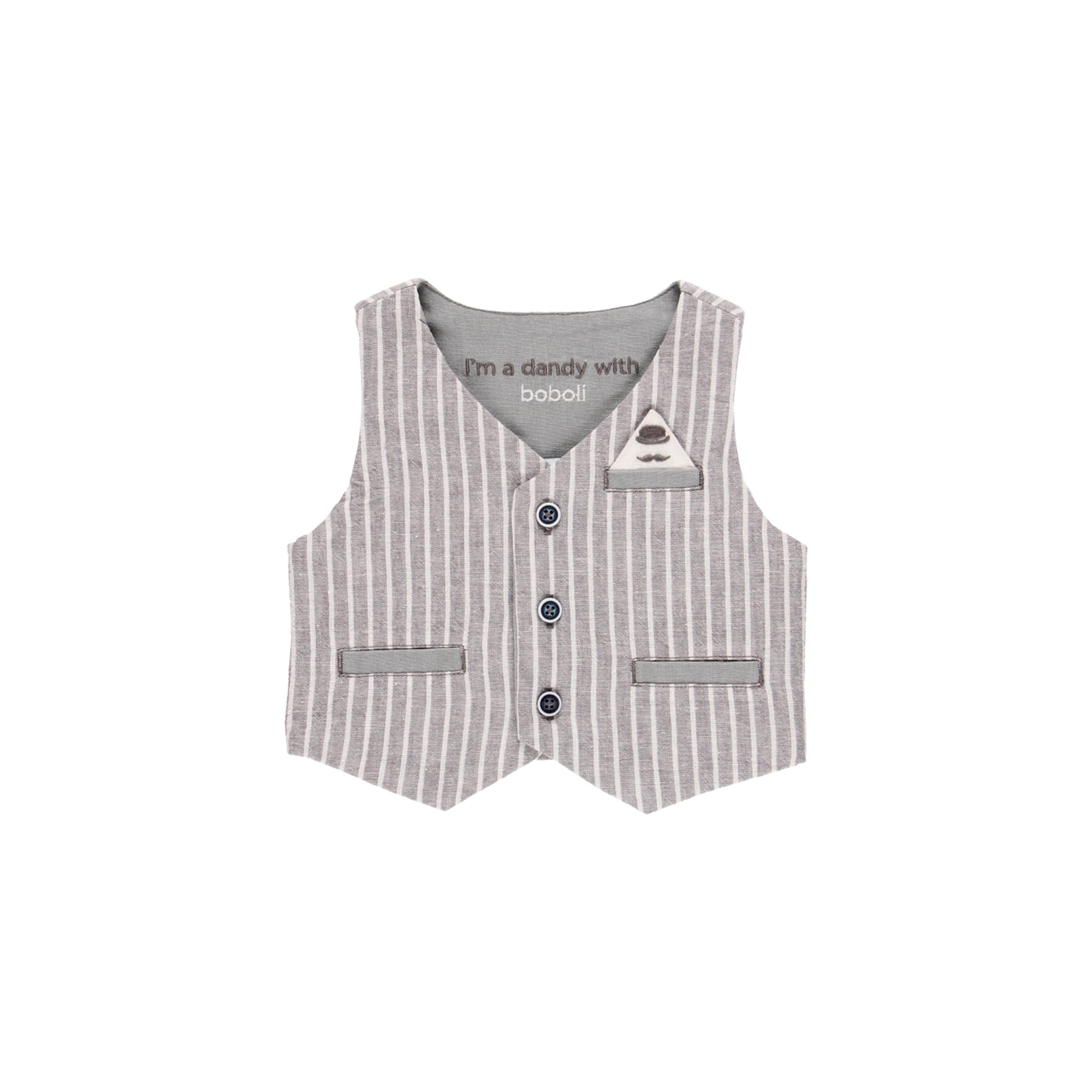 Conjunto chaleco lino listado y bermuda lino de bebe niño