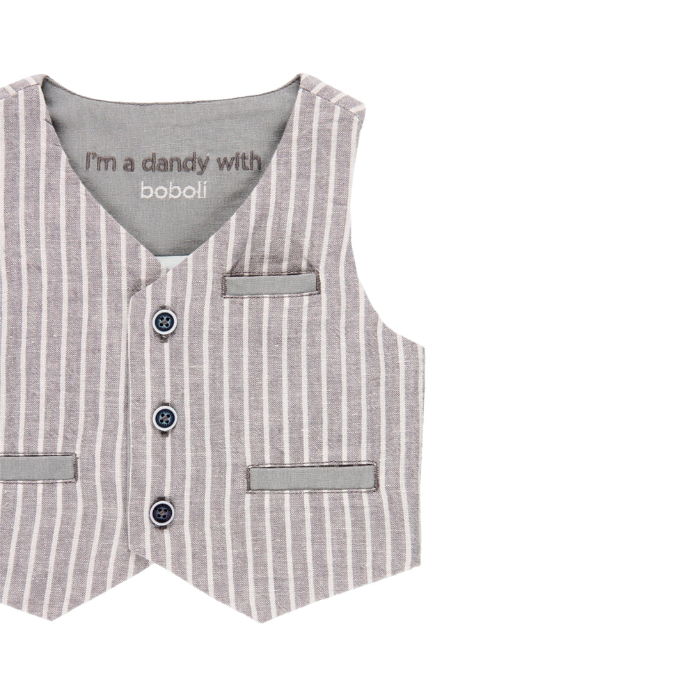 Conjunto chaleco lino listado y bermuda lino de bebe niño
